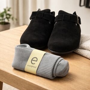 8555 Round Toe Cork Clogs With Gray Socks